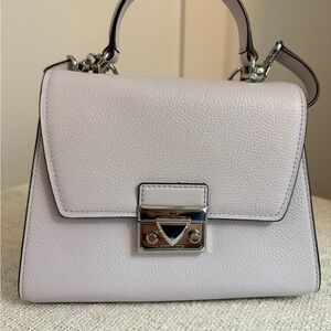 Michael Kors Vintage Pebbled Leather Satchel Gray Lavender Top Handle Bag